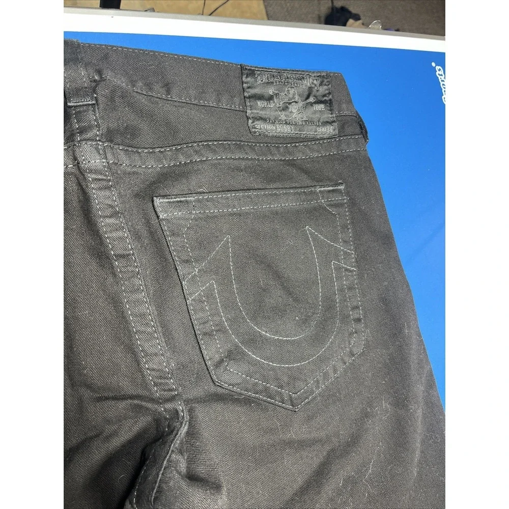 True Religion Jeans Mens 42 Black Bobby Made In‎ USA Pocket Flaps